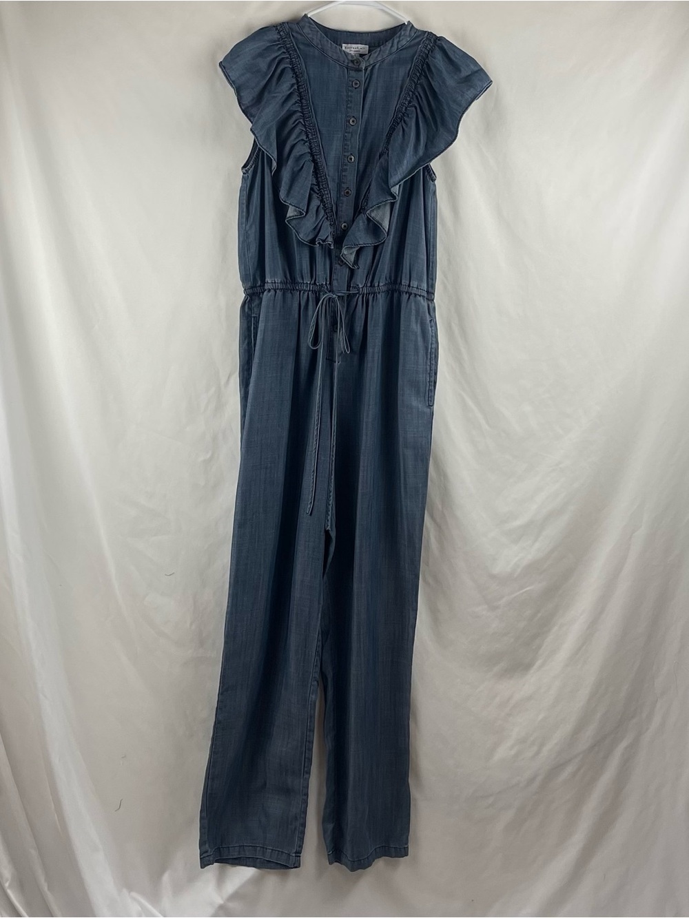 Anthropologie Current Air Blue Denim Chambray Prairie Jumpsuit NWOT Size S - Picture 2 of 11